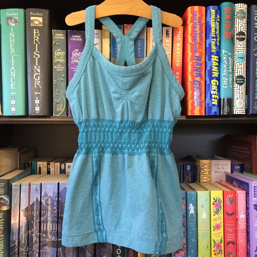 Athleta Teal Blue Smocked Racerback Tank S